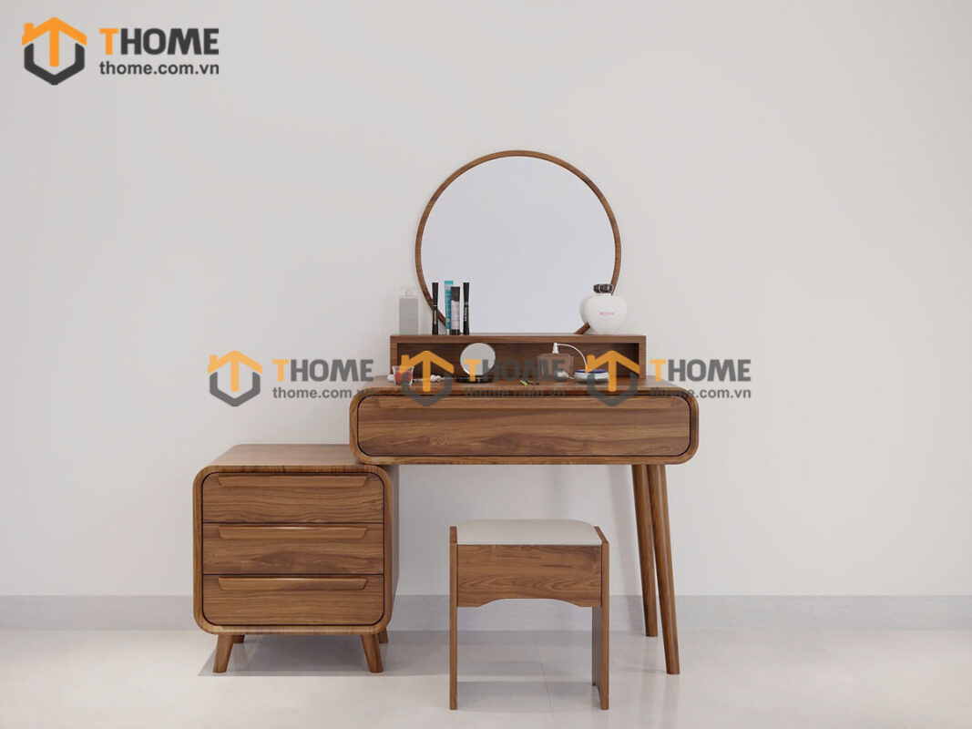 Bàn Trang Điểm Gỗ Sồi Tự Nhiên Nova Kệ Hộp Nằm 1.2m BTD-10SN