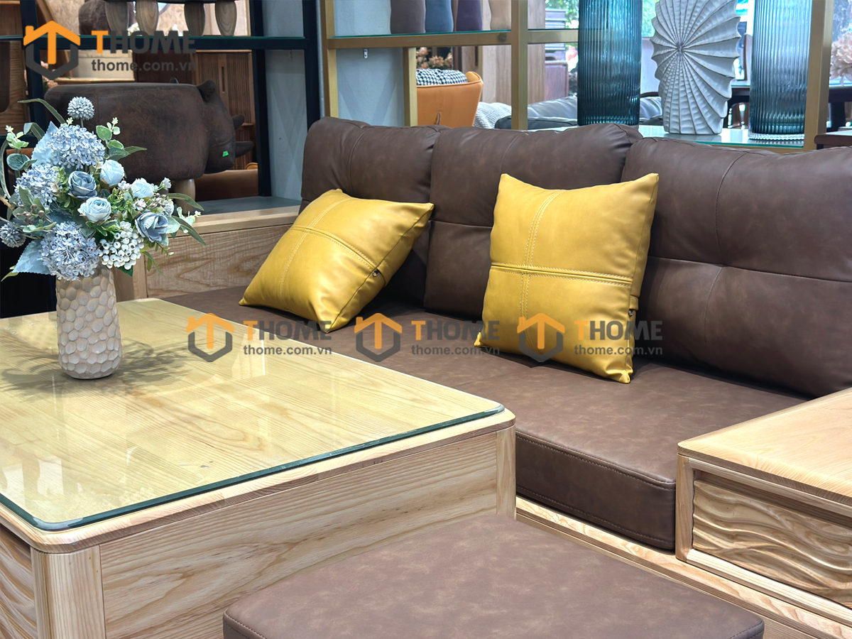 Sofa Bulova Mini Gỗ Sồi Tự Nhiên 4 Món Chân Vuông Màu Tự Nhiên SFĐ-23SN