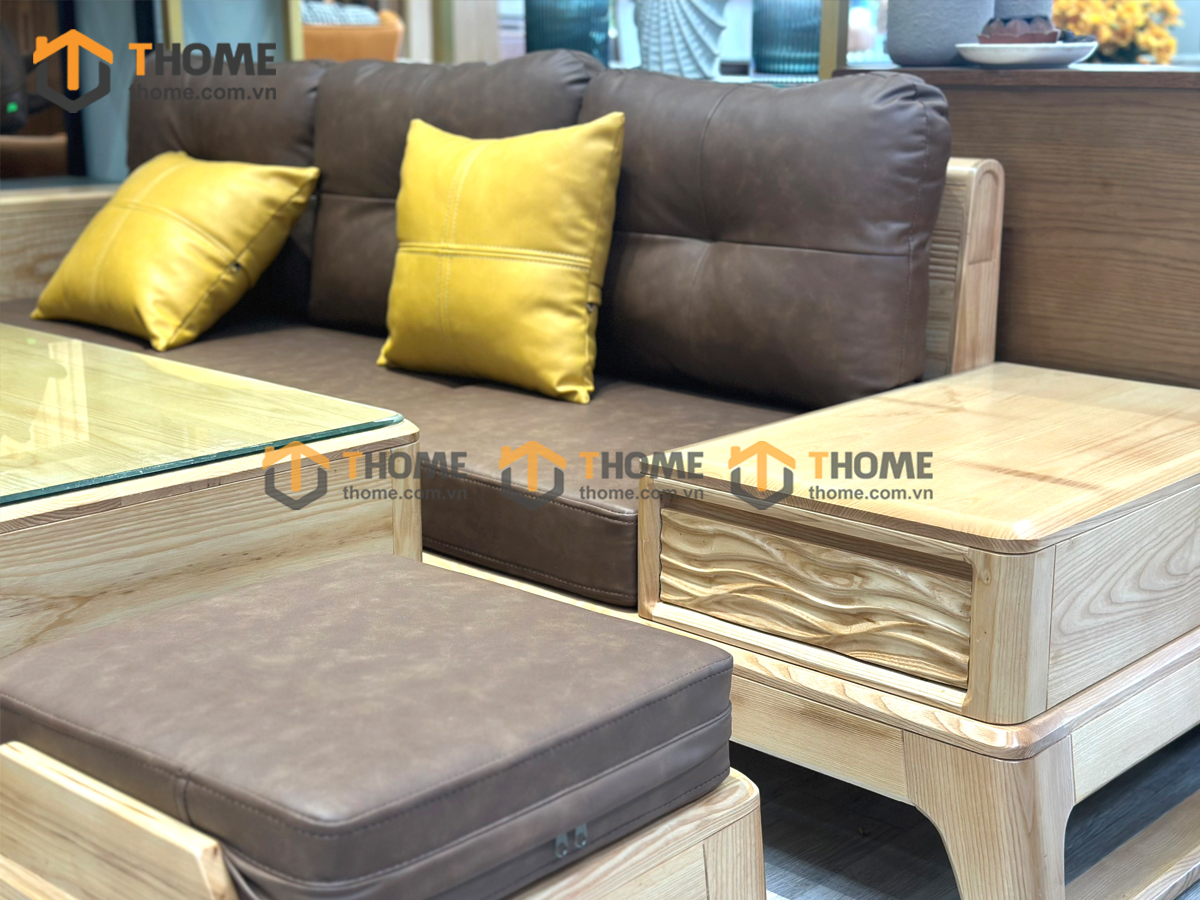 Sofa Bulova Mini Gỗ Sồi Tự Nhiên 4 Món Chân Vuông Màu Tự Nhiên SFĐ-23SN