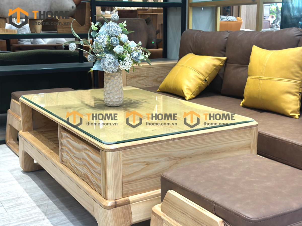 Sofa Bulova Mini Gỗ Sồi Tự Nhiên 4 Món Chân Vuông Màu Tự Nhiên SFĐ-23SN