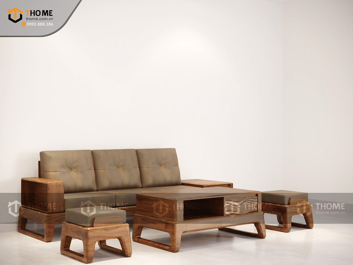 Sofa Mini chân vuông màu óc chó SFĐ-24SN