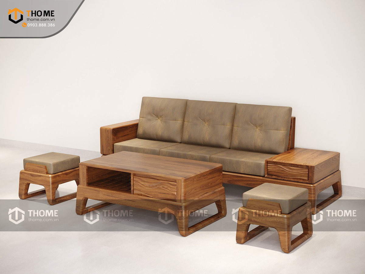 Sofa Mini chân vuông màu óc chó SFĐ-24SN