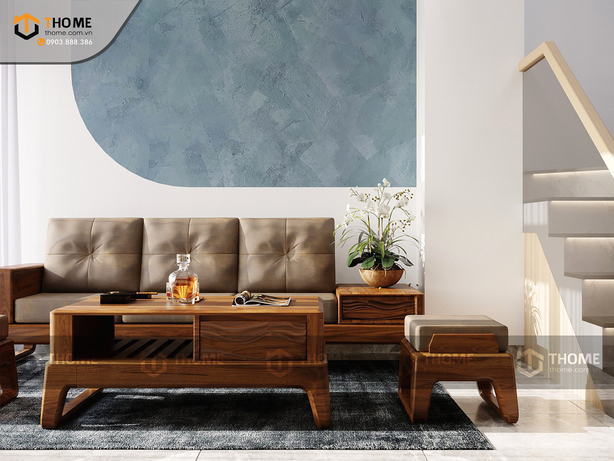 Sofa Mini chân vuông màu óc chó SFĐ-24SN