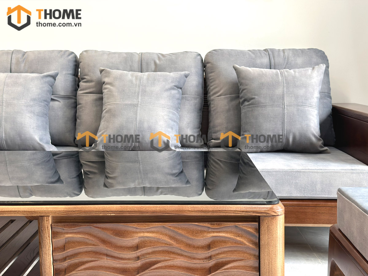 Sofa Bulova Mini Gỗ Sồi Tự Nhiên 4 Món Chân Vuông Màu Óc Chó SFĐ-24SN