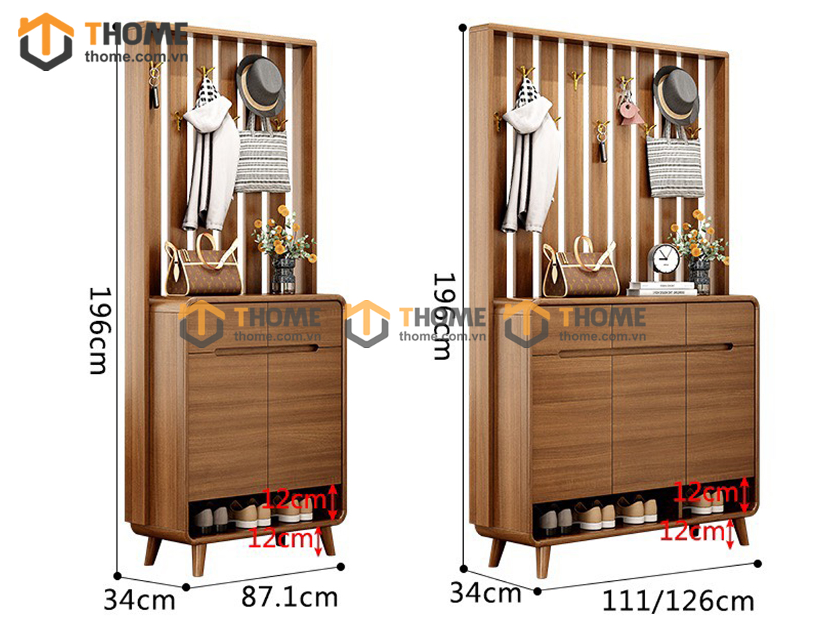 Tủ giày gỗ sồi tự nhiên 2 tầng 4 cánh mở Movado TG-11SN