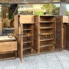 Tủ giày gỗ sồi tự nhiên kèm ghế ngồi TG-13SN