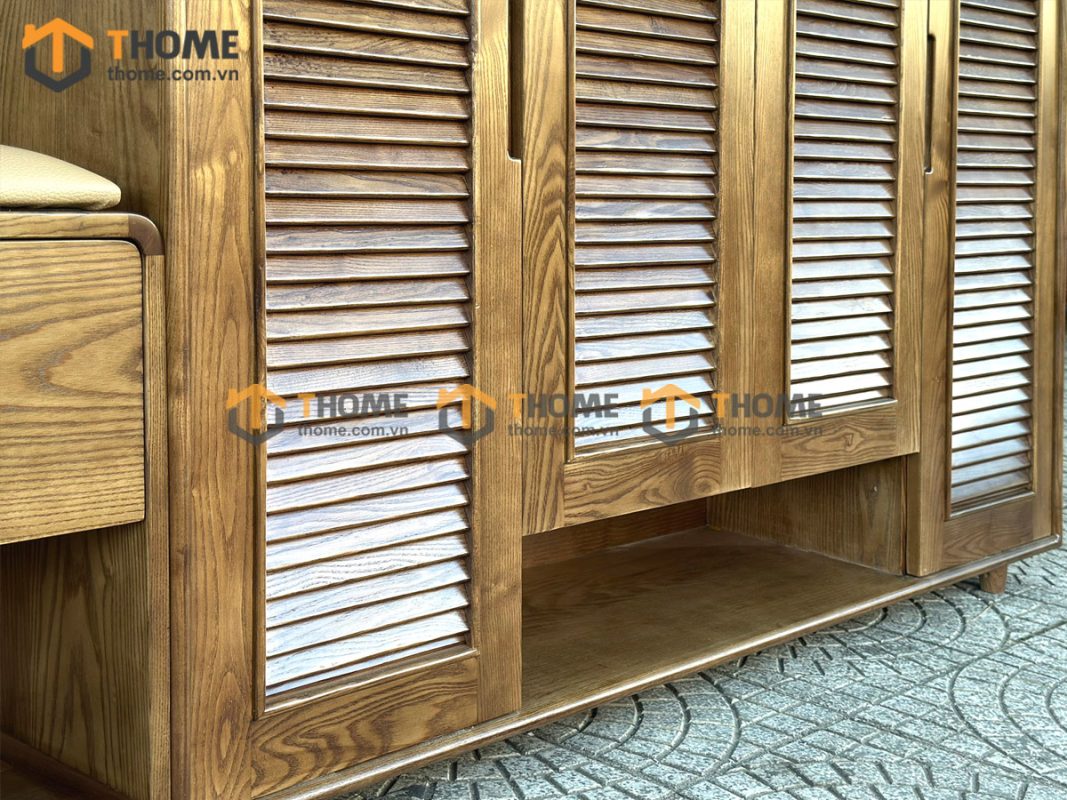 Tủ giày gỗ sồi tự nhiên kèm ghế ngồi TG-13SN