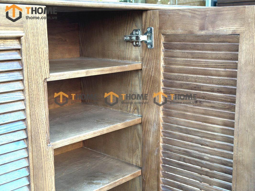 Tủ giày gỗ sồi tự nhiên kèm ghế ngồi TG-13SN