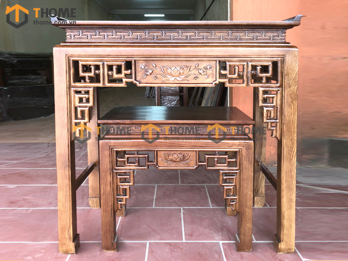 Bộ sưu tập tủ thờ sồi Nga tự nhiên TT-02SN