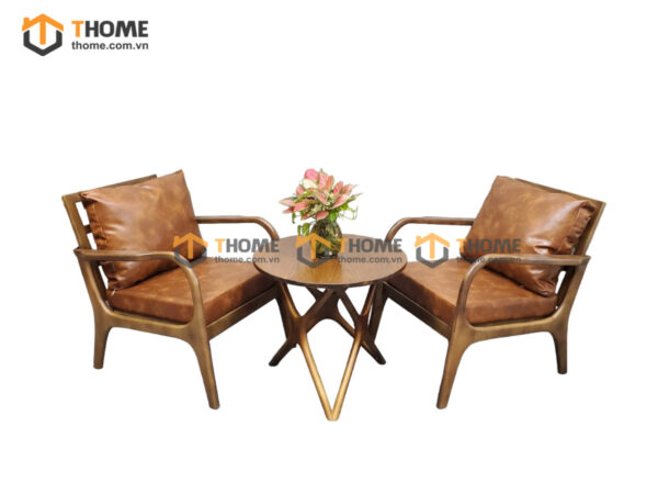 Bàn Ghế Cafe Sofa Cogo Tay Cong Gỗ Sồi Tự Nhiên BGCF-02SOFA