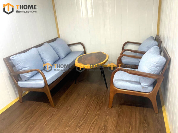 Bàn Ghế Cafe Sofa Cogo Tay Cong Gỗ Sồi Tự Nhiên BGCF-02SOFA