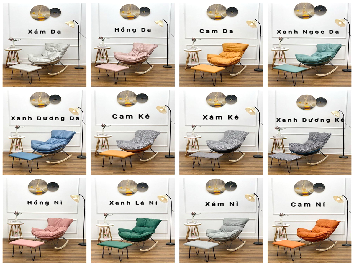 Ghế Bập Bênh Thư Giãn Kèm Đôn GBB-03NK