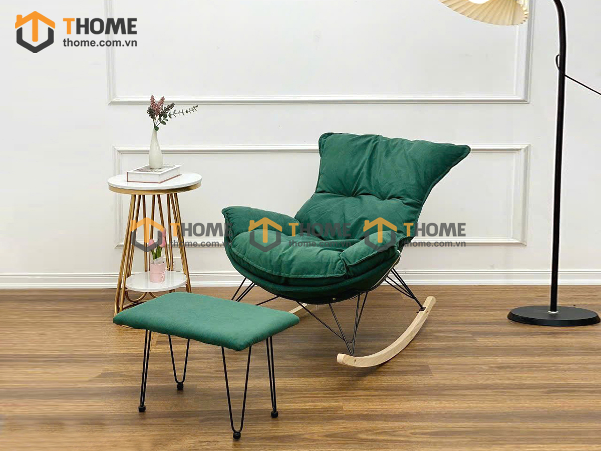 Ghế Bập Bênh Thư Giãn Kèm Đôn GBB-03NK