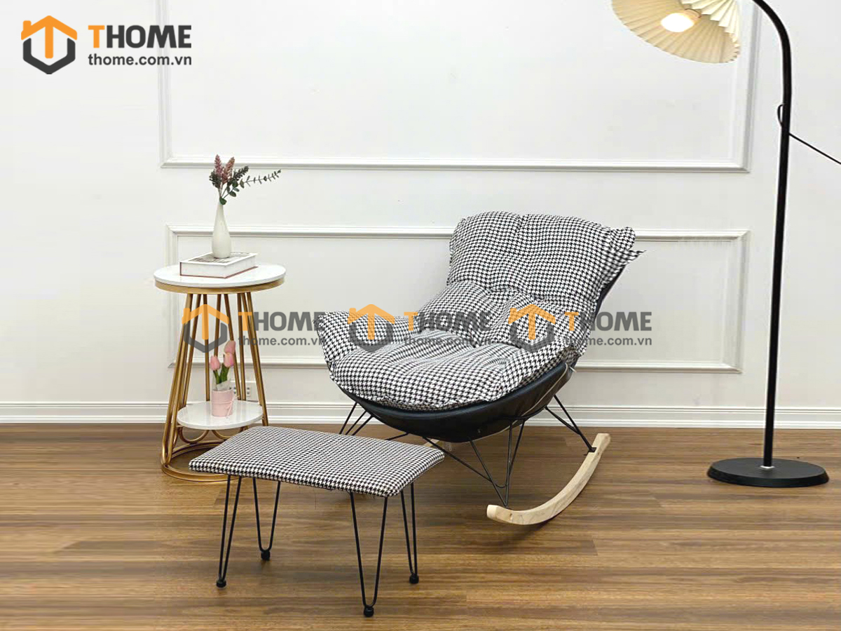 Ghế Bập Bênh Thư Giãn Kèm Đôn GBB-03NK