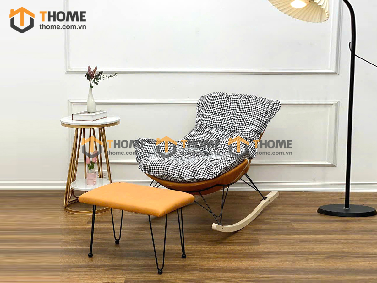Ghế Bập Bênh Thư Giãn Kèm Đôn GBB-03NK