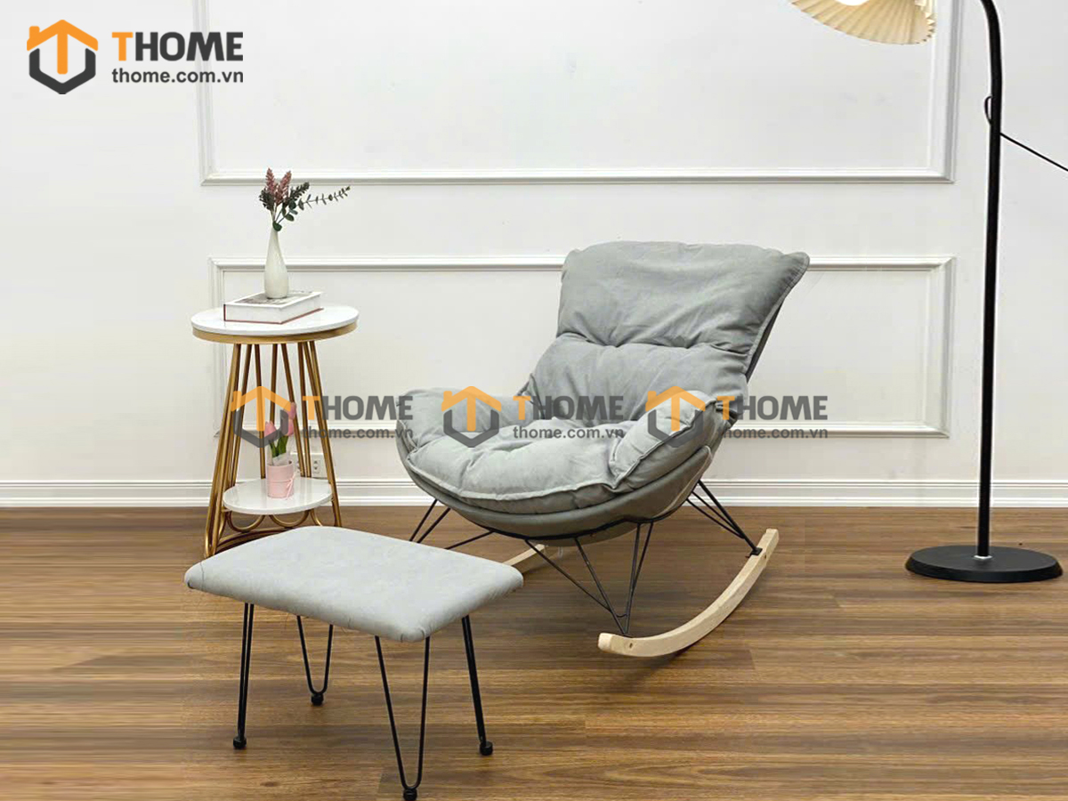 Ghế Bập Bênh Thư Giãn Kèm Đôn GBB-03NK