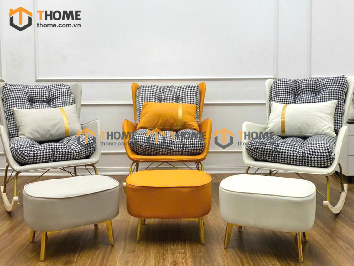 Ghế Bập Bênh Thư Giãn Kèm Đôn Nhập Khẩu GBB-04NK