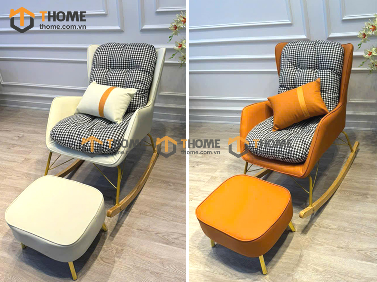 Ghế Bập Bênh Thư Giãn Kèm Đôn Nhập Khẩu GBB-04NK
