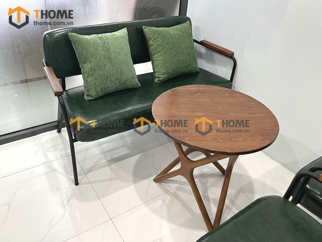 Bàn Ghế Cafe Sofa Nappa Chân Sắt BGCF-01SOFASAT
