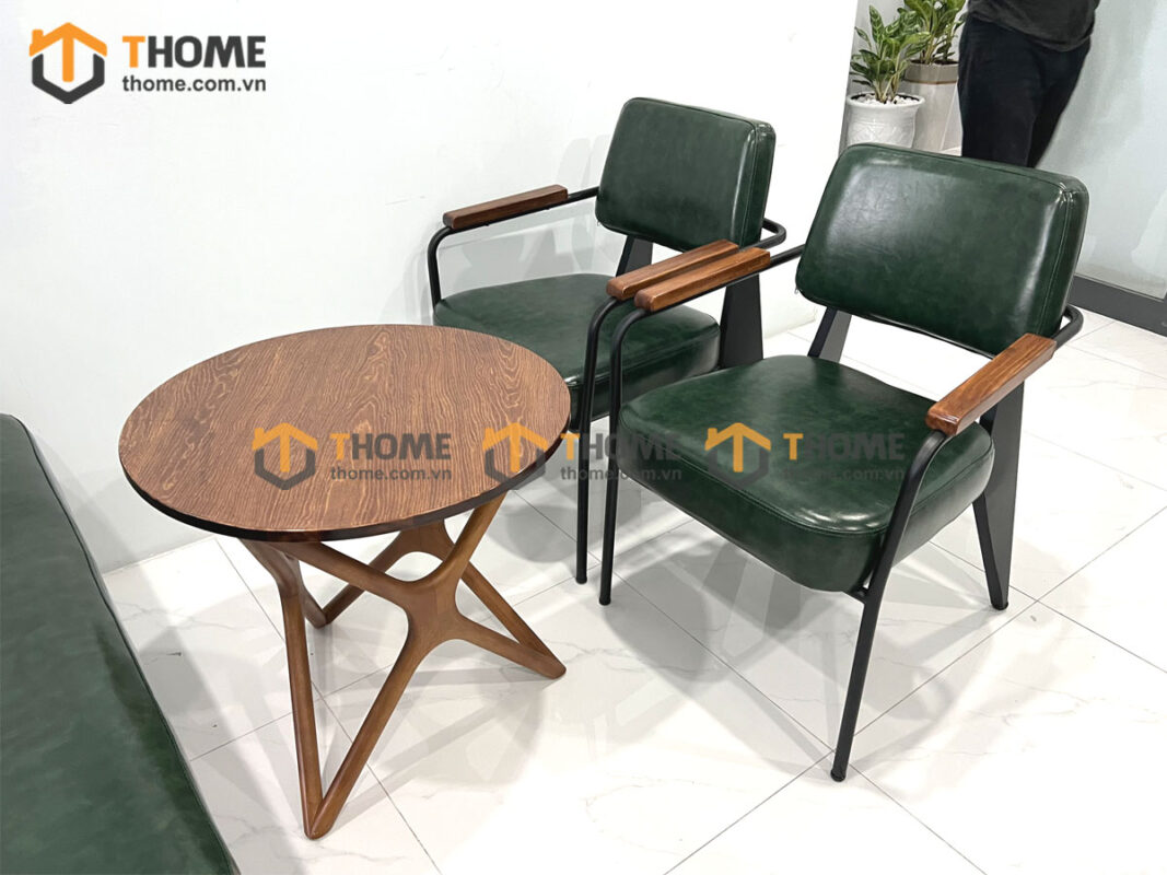 Bàn Ghế Cafe Sofa Nappa Chân Sắt BGCF-01SOFASAT