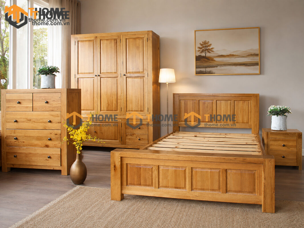 Bộ Sưu Tập Phòng Ngủ Số 01 Gỗ Sồi Tự Nhiên TKPN-01SM