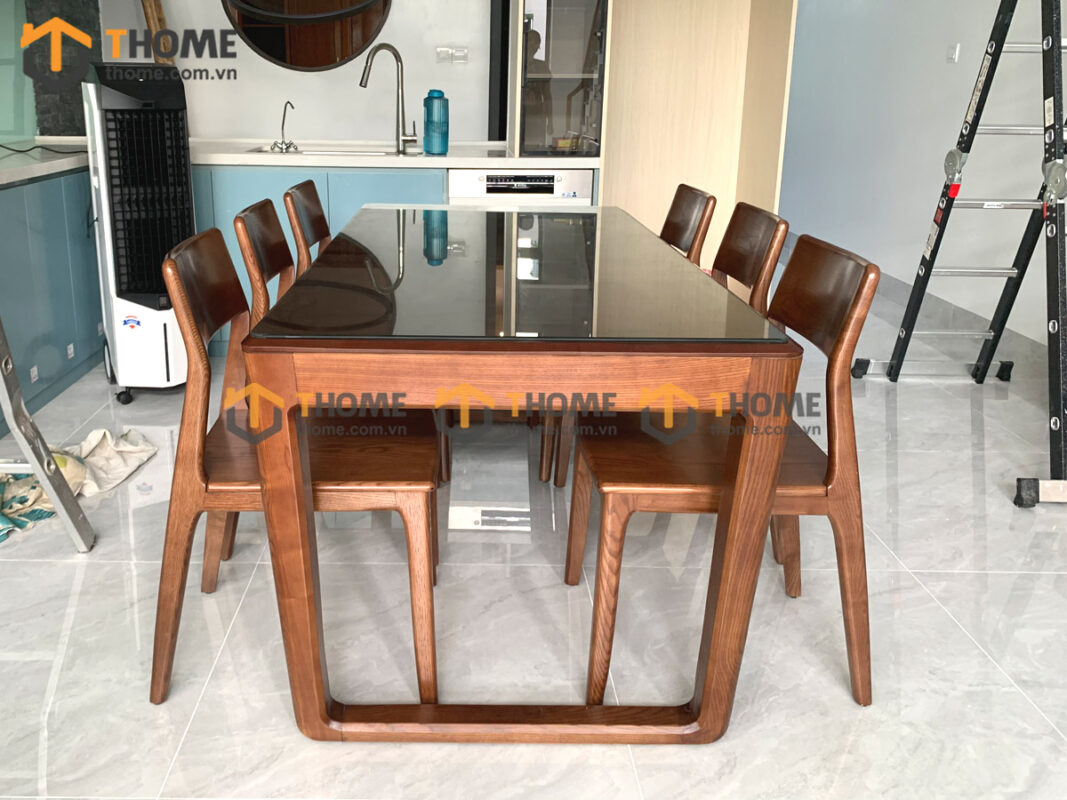 Bộ Bàn Ăn Armani Chân Vuông 6 Ghế (Nhiều Mẫu Ghế) Gỗ Sồi Tự Nhiên BBA6-25SN