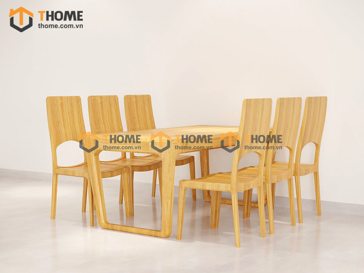 Bộ Bàn Ăn Armani chân vuông 6 Ghế (Nhiều Mẫu Ghế) Gỗ Sồi Tự Nhiên BBA6-24SN