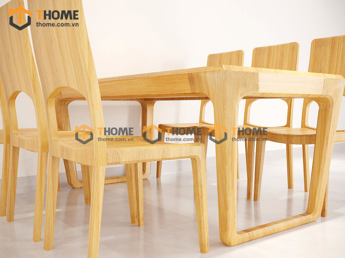 Bộ Bàn Ăn Armani chân vuông 6 Ghế (Nhiều Mẫu Ghế) Gỗ Sồi Tự Nhiên BBA6-24SN