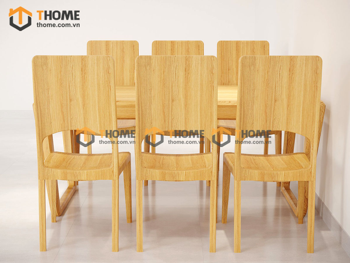 Bộ Bàn Ăn Armani chân vuông 6 Ghế (Nhiều Mẫu Ghế) Gỗ Sồi Tự Nhiên BBA6-24SN