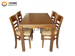 Bộ bàn ăn Cabin 4 ghế (nhiều mẫu ghế) màu óc chó BBA4-05CS