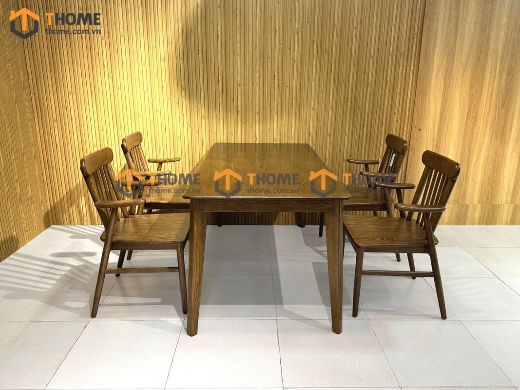 Bộ Bàn Ăn Capri 4 Ghế (Nhiều Mẫu Ghế) Gỗ Sồi Tự Nhiên BBA4-10SN