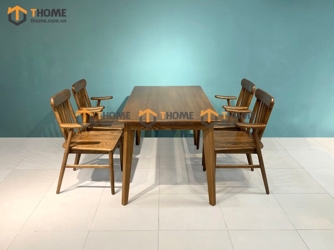 Bộ Bàn Ăn Capri 4 Ghế (Nhiều Mẫu Ghế) Gỗ Sồi Tự Nhiên BBA4-10SN