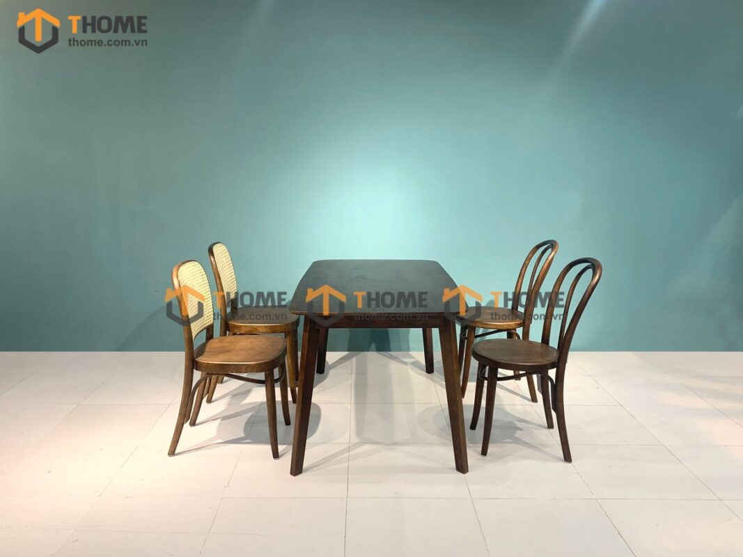 Bộ Bàn Ăn Capri 4 Ghế (Nhiều Mẫu Ghế) Gỗ Sồi Tự Nhiên BBA4-10SN