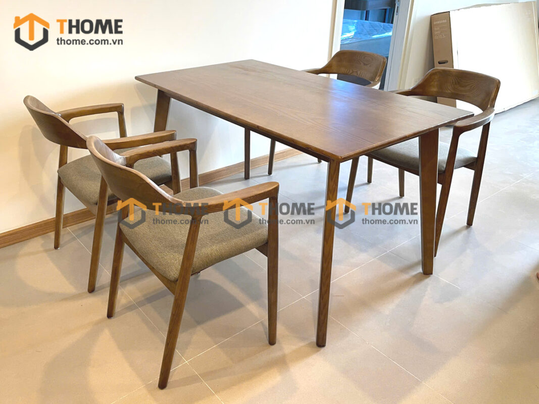 Bộ Bàn Ăn Capri 4 Ghế (Nhiều Mẫu Ghế) Gỗ Sồi Tự Nhiên BBA4-10SN