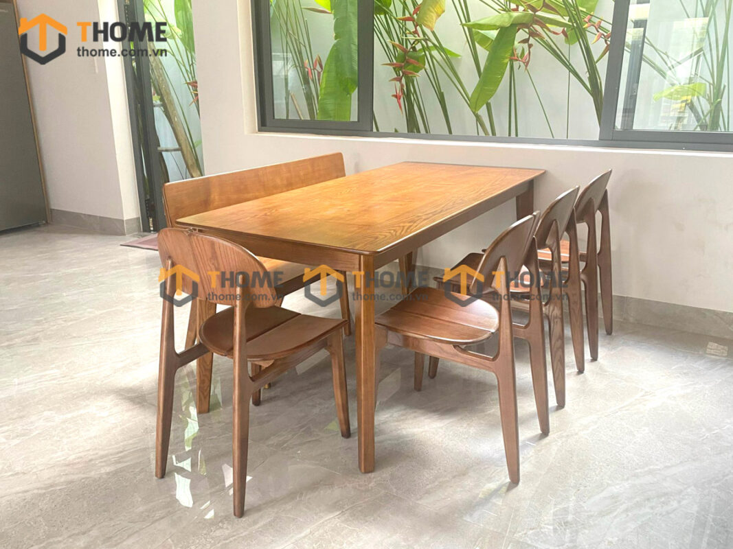 Bộ Bàn Ăn Capri 6 Ghế (Nhiều Mẫu Ghế) Gỗ Sồi Tự Nhiên BBA6-10SN