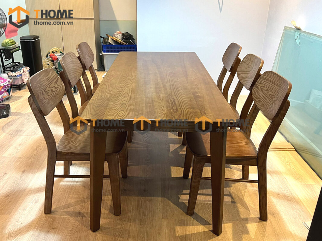 Bộ Bàn Ăn Capri 6 Ghế (Nhiều Mẫu Ghế) Gỗ Sồi Tự Nhiên BBA6-10SN