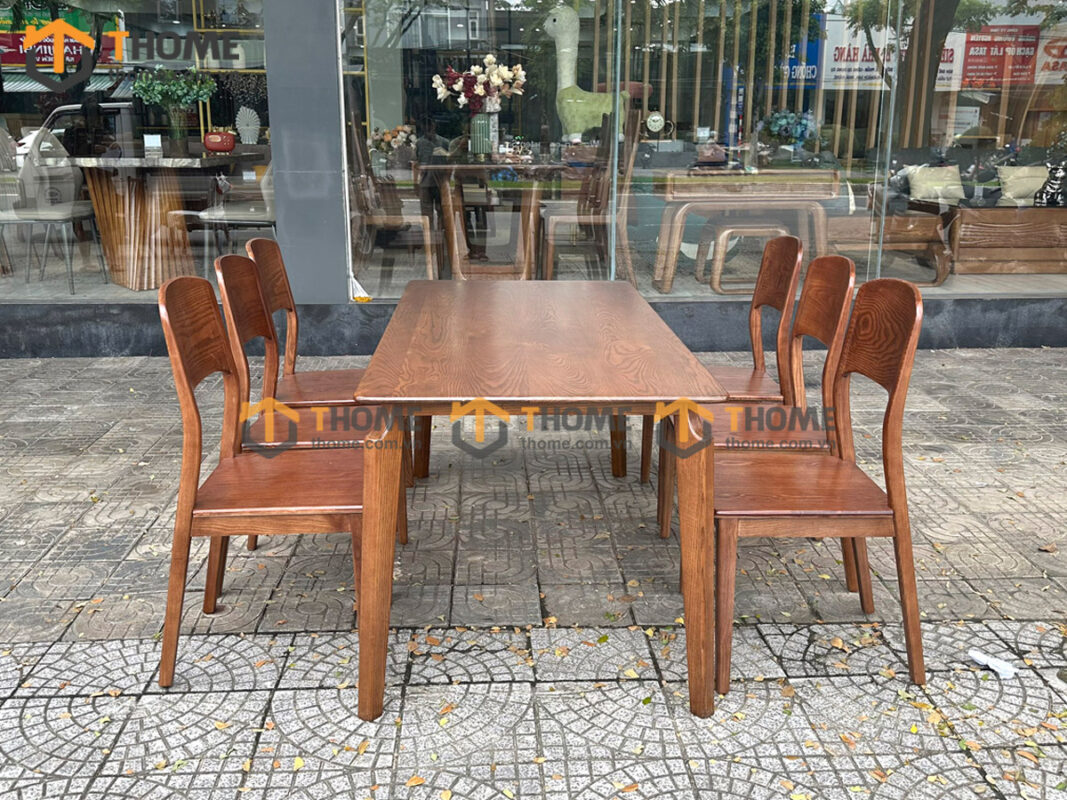 Bộ Bàn Ăn Capri 6 Ghế (Nhiều Mẫu Ghế) Gỗ Sồi Tự Nhiên BBA6-10SN
