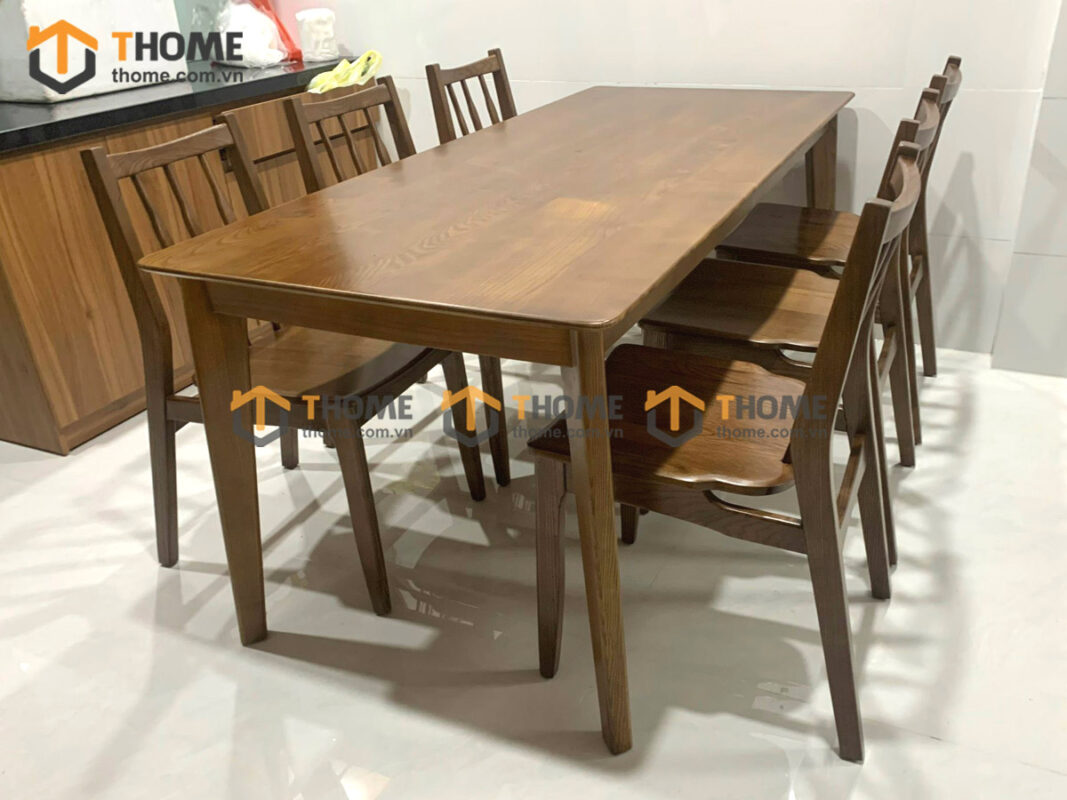 Bộ Bàn Ăn Capri 6 Ghế (Nhiều Mẫu Ghế) Gỗ Sồi Tự Nhiên BBA6-10SN