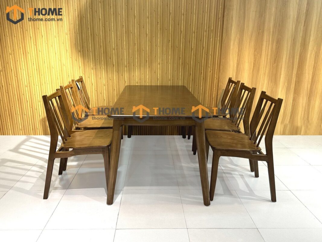 Bộ Bàn Ăn Capri 6 Ghế (Nhiều Mẫu Ghế) Gỗ Sồi Tự Nhiên BBA6-10SN