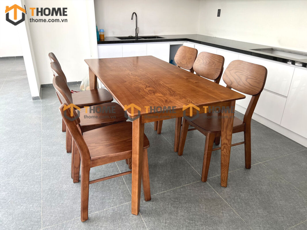 Bộ Bàn Ăn Capri 6 Ghế (Nhiều Mẫu Ghế) Gỗ Sồi Tự Nhiên BBA6-10SN