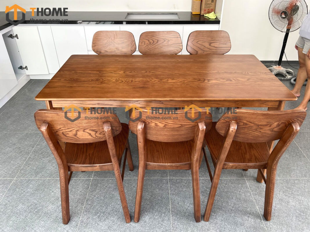 Bộ Bàn Ăn Capri 6 Ghế (Nhiều Mẫu Ghế) Gỗ Sồi Tự Nhiên BBA6-10SN