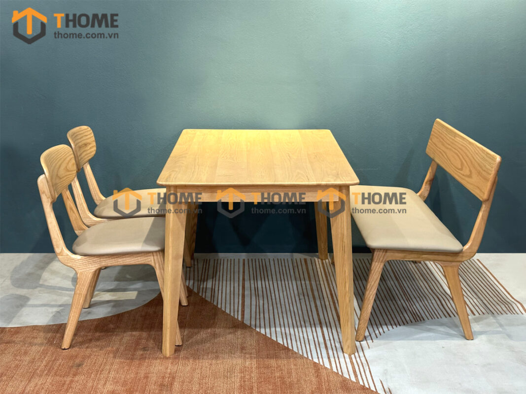 Bộ Bàn Ăn Capri 4 Ghế (Nhiều Mẫu Ghế) Gỗ Sồi Tự Nhiên BBA4-09SN