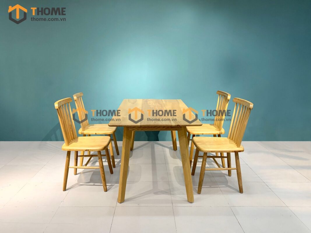 Bộ Bàn Ăn Capri 4 Ghế (Nhiều Mẫu Ghế) Gỗ Sồi Tự Nhiên BBA4-09SN