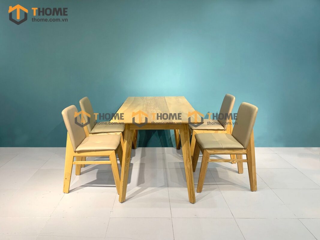 Bộ Bàn Ăn Capri 4 Ghế (Nhiều Mẫu Ghế) Gỗ Sồi Tự Nhiên BBA4-09SN