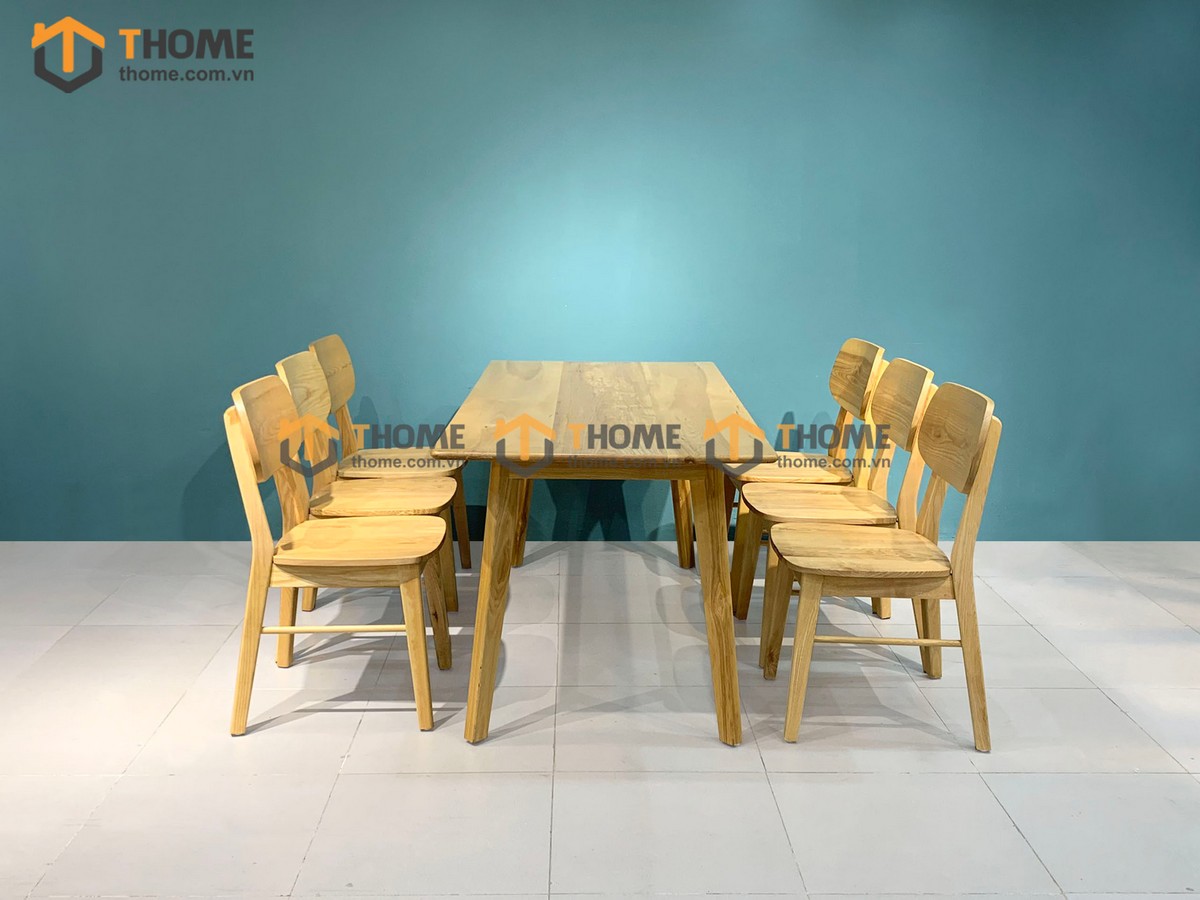 Bộ Bàn Ăn Capri 6 Ghế (Nhiều Mẫu Ghế) Gỗ Sồi Tự Nhiên BBA6-09SN