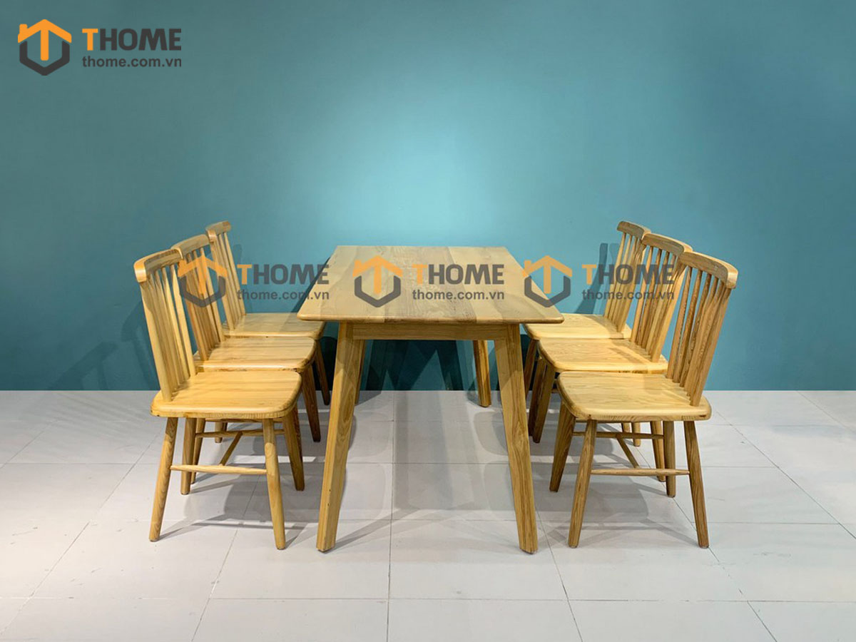 Bộ Bàn Ăn Capri 6 Ghế (Nhiều Mẫu Ghế) Gỗ Sồi Tự Nhiên BBA6-09SN
