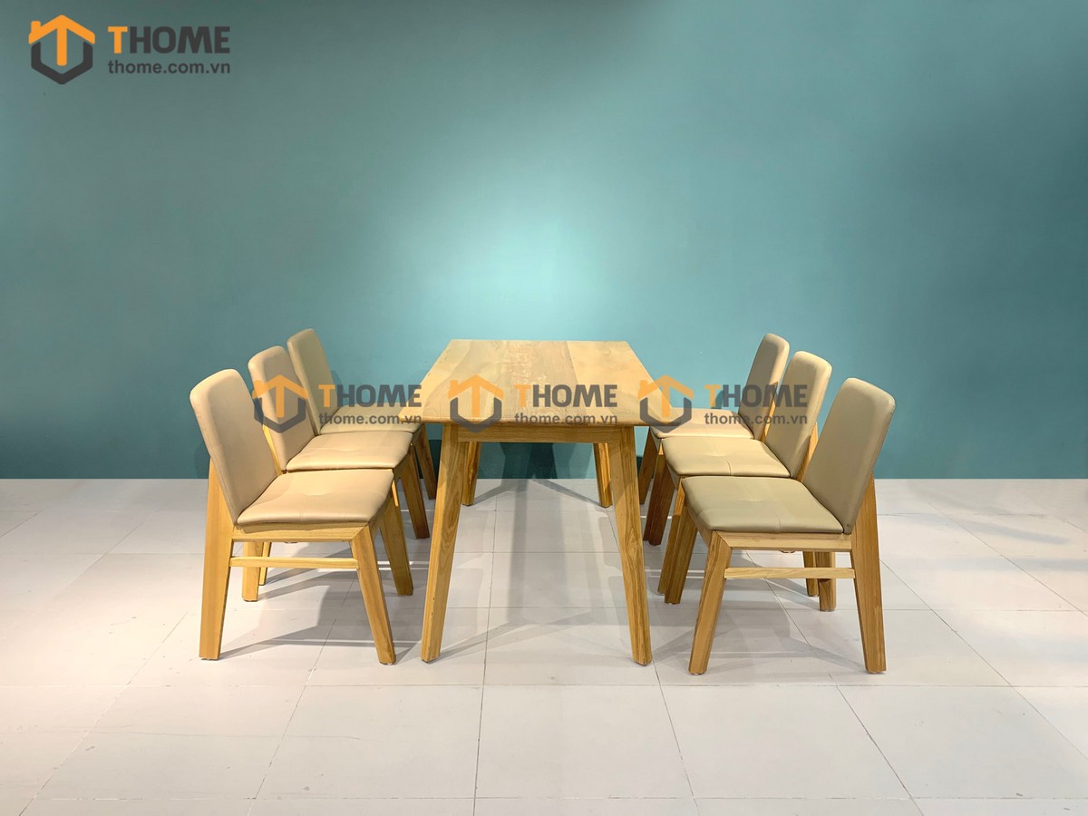Bộ Bàn Ăn Capri 6 Ghế (Nhiều Mẫu Ghế) Gỗ Sồi Tự Nhiên BBA6-09SN