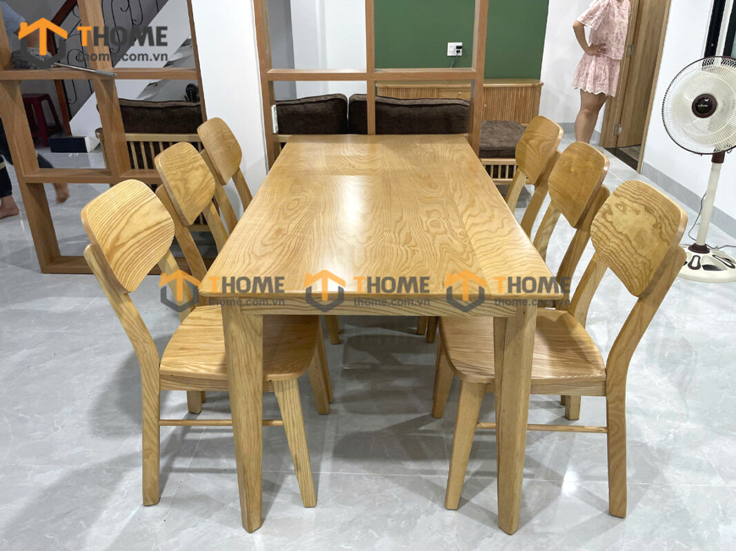 Bộ Bàn Ăn Capri 6 Ghế (Nhiều Mẫu Ghế) Gỗ Sồi Tự Nhiên BBA6-09SN