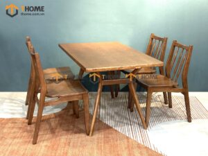 Bộ Bàn Ăn Chân Chéo 4 Ghế (Nhiều Mẫu Ghế) Gỗ Sồi Tự Nhiên BBA4-16SN