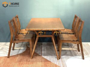 Bộ Bàn Ăn Chân Chéo 4 Ghế (Nhiều Mẫu Ghế) Gỗ Sồi Tự Nhiên BBA4-16SN